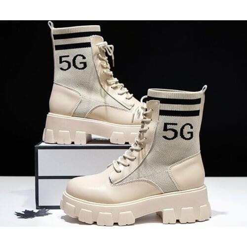 Womens Platform Motorcycle Boots Women Gothic Chunky Punk Woman Black Cool Metal Buckle Ankle Female Lace Up Plus Size 35-43