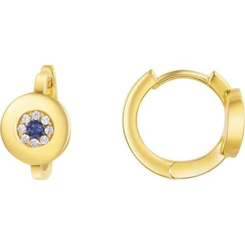 SOELLE High Quatily 925 Sterling Silver Gold Color Micro Inlaid Cubic Zirconia Lucky Eye Earrings Women Fashion Luxury Jewelry