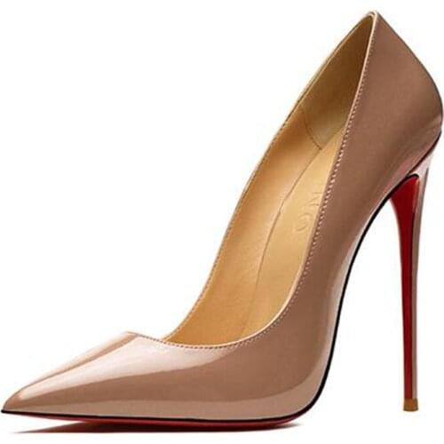 Dark Nude Spring Summer Pumps Women Red Bottom Heels Fashion High Heeled Stilettos Ladies Evening Shoe For Party Wedding Casual