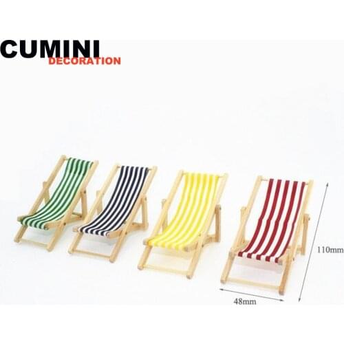 1:12 DIY Dolls House Miniature Foldable Wooden Deckchair Lounge Beach Chair