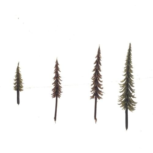 100pcs 3cm 4.3cm 5.5cm 6.5cm Pine Trees N HO Z OO Scale Architecture Railroad Scenery Diorama Landscape