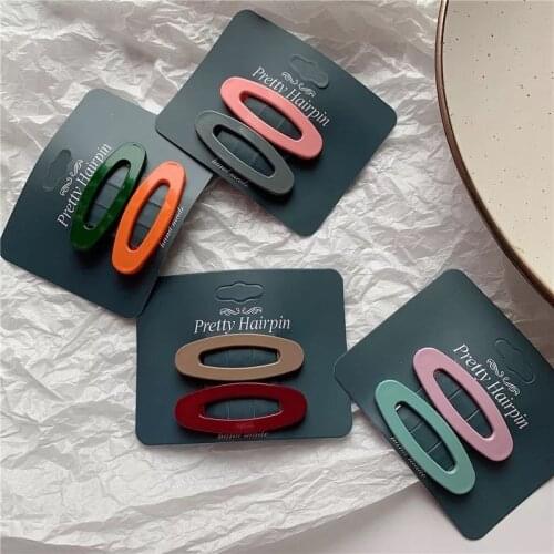 2pcs/set 2019 New Acrylic Hair Accessories Rectangle Colours Scrub Ellipse Gifts Korean BB Clips Graceful Fringe Candy Color