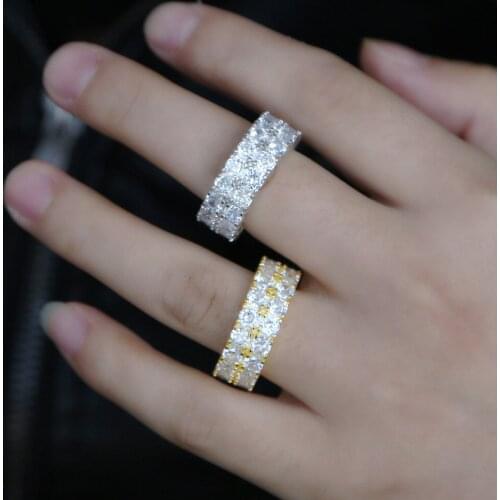 2019 top quality micro pave cz boy men hip hop finger ring engagement band full sparking bling cz Gold color iced out rings