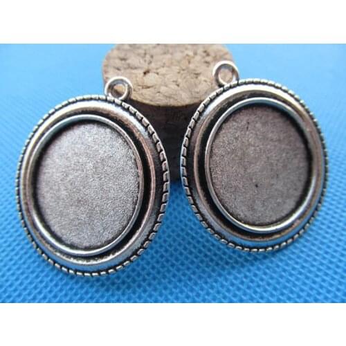 30pcs Antique Silver tone/Antique bronze Filigree Border Base Setting Tray Bezel Pendant Charm,Fit 25mm Cabochon/Picture/Cameo