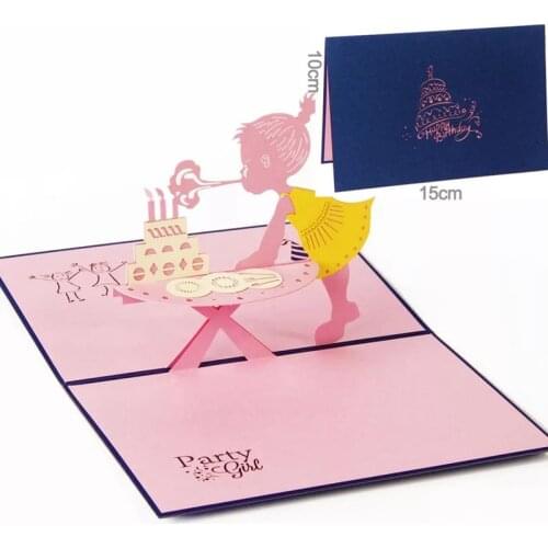 3D Pop-Up Cards Flowers Birthday Card Anniversary Gifts Postcard Cat Gril Gift Wedding Invitations Greeting Cards