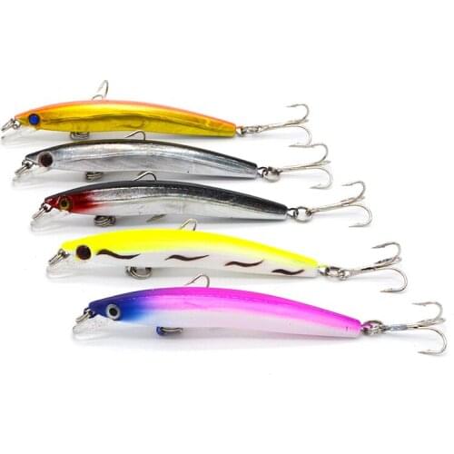 5Pcs/lot 8cm 4.7g Laser Minnow Fishing Lure Plastic Deep Sea Fishing Bait Floating Lure Tackle Hook isca artificial bait 3D Eyes