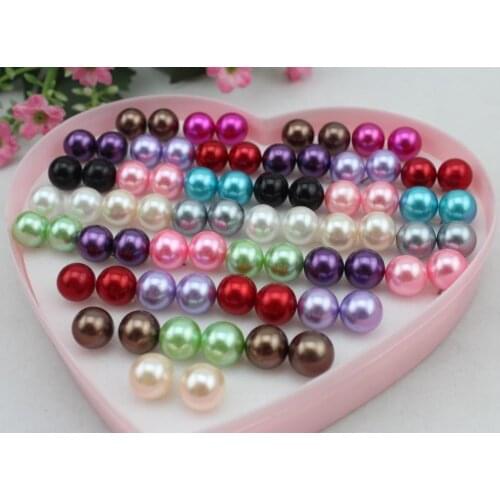 72pcs colorful 12mm round mix colors luster pearlized pearl stud earrings w/ heart gift box and free nuts