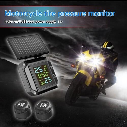 Solar Wireless Tire Pressure Monitor USB Dual Power Supply Motor External Sensor Waterproof Motorcycle TPMS Kit