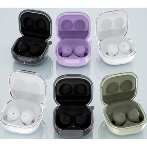 Sparkly TPU Clear Case for Samsung Galaxy Buds 2 True Wireless Earbuds Earphone Charging Cover Protective Shell with Keychain