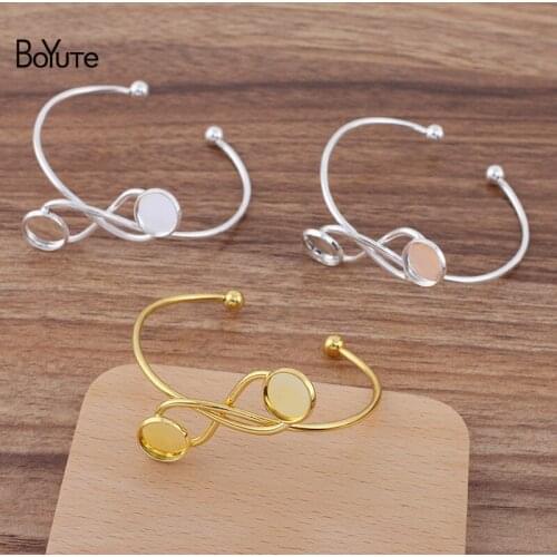 BoYuTe (5 Pieces/Lot) Metal Iron Bowknot Bracelet Base with 12MM Blank Tray Bezel Diy Handmade Jewelry Materials