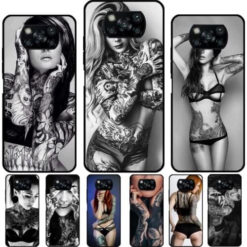 Sexy sleeve tattoo girl For POCO X3 Pro F2 F3 M3 Pro Case For Xiaomi Mi Note 10 Lite 9T 10T Pro Mi 11 Ultra Cover