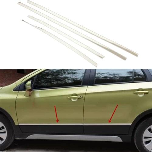 For Suzuki S-Cross SX4 2017 2018 2019 2020 Car Cover Stainless Steel Side Door Body Trim Frame Stick Strip Streamer Molding