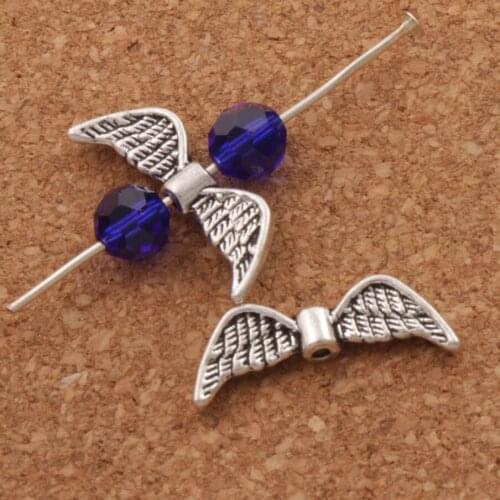 Angel Wing Charm Beads 21.4x7.5mm 45PCS Zinc Alloy Spacers Jewelry Findings L191
