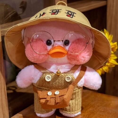 Kawaii Lalafanfan Duck Plush Toy Stuffed Animal Soft Plushie Pink Yellow Duck Accompany Doll Toys for Kids Girls Birthday Gift