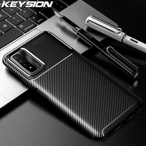 KEYSION Luxury Phone Case for Huawei Honor 10X Lite Carbon Fiber Texture Soft Silicone Shockproof back Cover For Honor 10X Lite