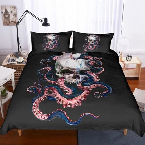 Fanaijia Sugar skull 3d Bedding Sets luxury octopus skull Duvet Cover Bed Set Bedclothes king size bedline comforter set