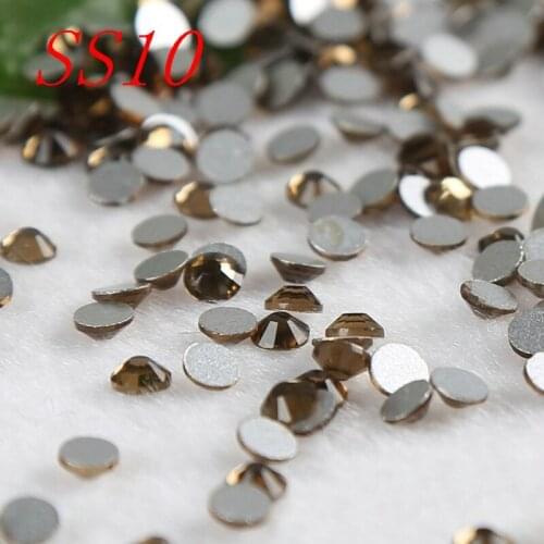 Smoked topaz SS10 1440pcs nail decorations Non Hotfix Rhinestones 3d nail jewelry accessaries good quality