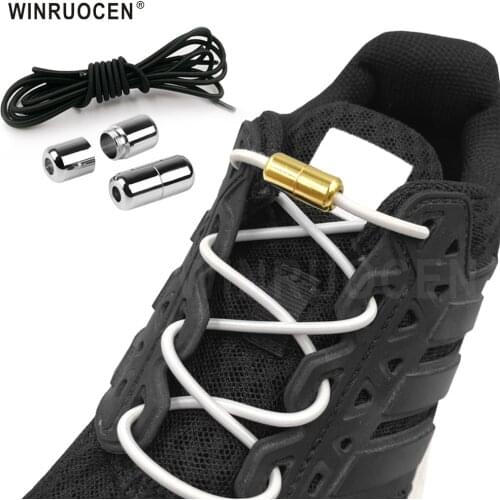 Lazy Shoelaces Elastic Round Buckle No Tie Shoe Laces Quick Locking Buckle Shoelace Kids Adult Sneaker Men Women 100cm Free cut