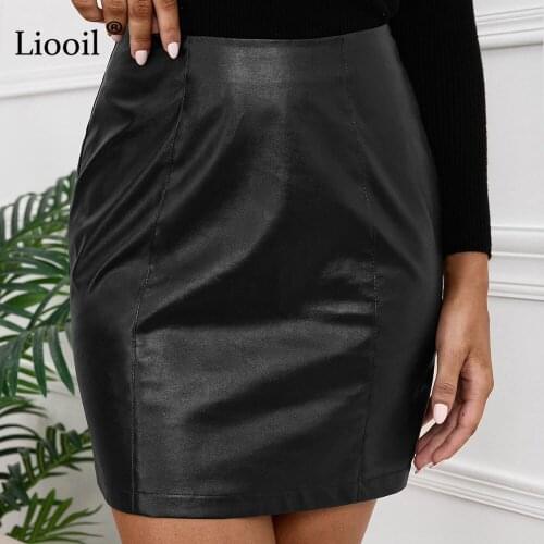 Liooil Leather Pencil Skirts