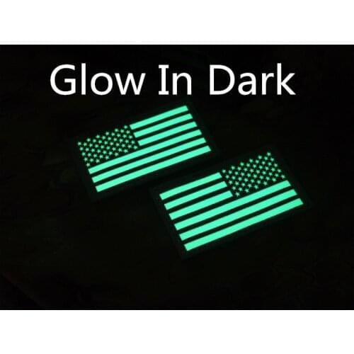 Glow In Dark Reverse USA AMERICA FLAG US REVERSED PATCH RIGHT ARM LEFT US Army Navy Air Force USN SEAL UNIFORM Patch BADGES