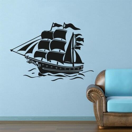 Sea Ocean Style Home Decoration Nautical Sailing Ship Wall Sticker Pirate Ship Removable Wall Poster Sail Boat Vinyl Mural