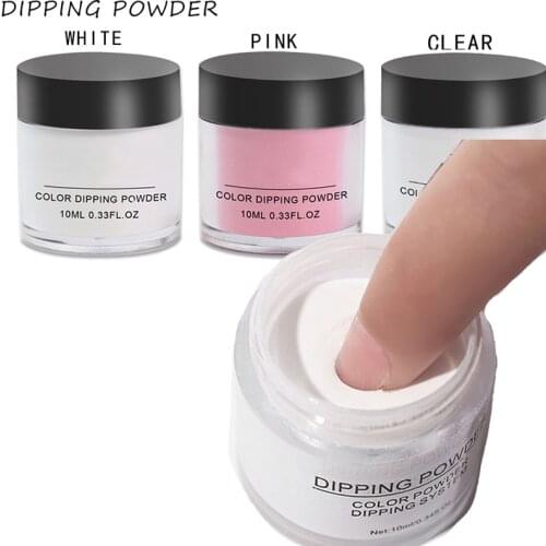 Bulk Dip Nail Powder -10ml 3color white,clear,pink Lasting than UV Nail Gel Polish Dipping Powder Nail system 1PCS Dust powder