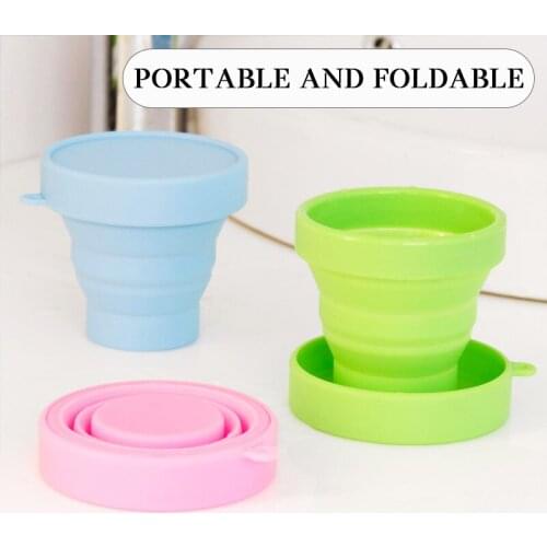 Portable Silica Gel Foldable Mouthwash Cup with Cover Bathroom Soft Water Cup Portable Travel Outdoor Picnic Retractable Cup