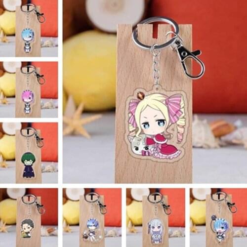 Re:Life in a different world from zero Keychain Double Sided Acrylic Key Chain Pendant Anime Accessories Cartoon Key Ring