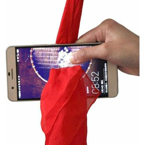Red Magic Props Silk Scarf Close Up Magic Tricks Silk Through Phone Funny Magic Props Magicians Gag Toys Professional