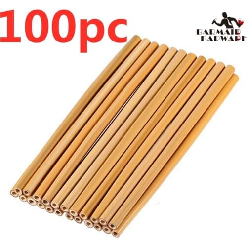 100Pc/Set 20cm Bamboo Straw Reusable Drinking Straws For Party Birthday Wedding Bar Tool