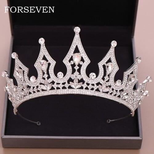 Wedding Crowns For Brides Crystal Rhinestone Queen Diadem Bride Headpiece Hair Accessories Headband Crystal Tiara Crown Headwear