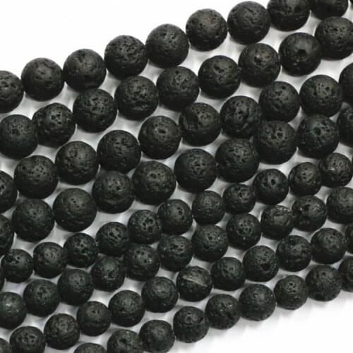 Loose Beads For Jewelry Making Natural Stone Black Volcanic Lava Bead 6mm 8mm 10mm 12mm Stones Charms Diy Findings 15inch B3259