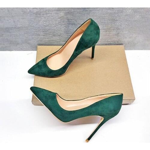 Blackish Green 12cm High Heels Shoes Broland Party Wedding Shoes Women Pumps Pointed Toe Sexy 8cm 10cm RM009 CHENSIR9