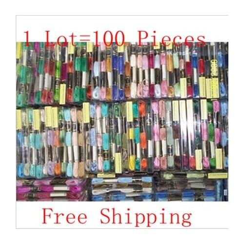 High Quality 1 L0T=100 Skeins Cotton Thread Cross Stitch Thread Free Shipping