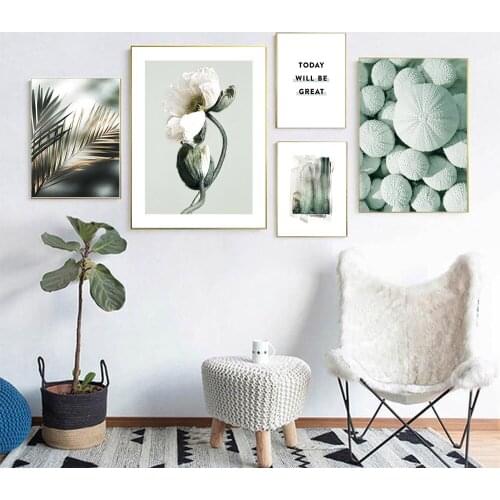 Green Leaf Green Plant Poster Nordic Style Quote Wall Art Canvas Botanical Print Painting Modern Home Decoration Picture