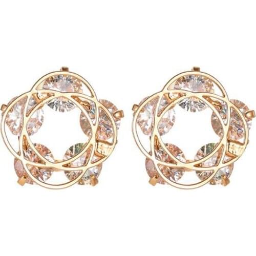 Sweet Gold Silver Color Hollow Flower Earrings Geometric Cross Stud Earrings Charm Ear Studs Party Fashion Jewelry for Women