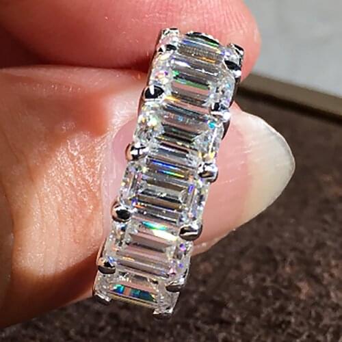 14K White Gold Stud Earrings Women 0.5 Carat Emerald Rectangle Moissanite Diamond Present Wedding Anniversary Engagement Party