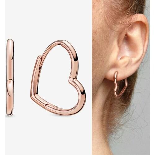 100% 925 Sterling Silver Pan Earring Rose Gold Valentines Day Simple Love Earrings For Women Wedding Gift Fashion Jewelry