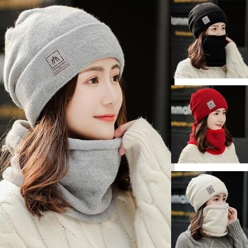 Winter Knitted Beanies Hats Men Plus Velvet Thick Warm Beanie Skullies Hat Female Knit Letter Beanie Women Outdoor Riding Sets