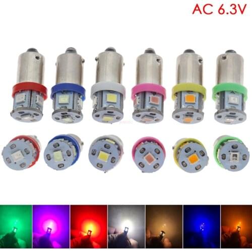 10PCS ba9s t4w Bayone tw5w AC 6V/6.3V 8v 2835 5SMD LED Pinball Machine Light Bulb Lamp Non ghosting/anti flickering Eight color