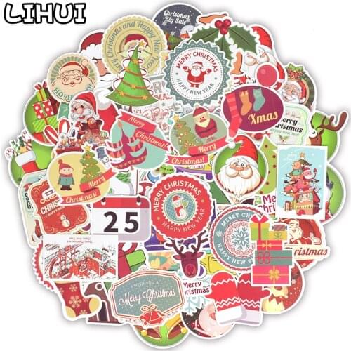100 PCS Christmas Stickers Gift for Kids Cute Elk Santa Claus Matte Sticker Christmas Tree Decoration to DIY Laptop Snowboard