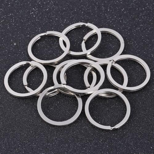 100Pcs/Pack Polished 30mm Key Ring Keychain Silver Color Flat Split Key Rings Women Men DIY Keys Bag Pendant Accessories