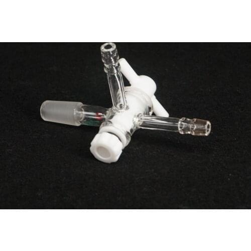 14/23 Joint T Type Glass Adapter Three-Way PTFE Stopcock 105mm Length Lab Ware