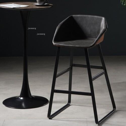 American Leather Living Room Furniture Bar Chairs Wrought Iron Hotel Cafe Back Bar Chair Modern Home Restaurant High Bar Chair