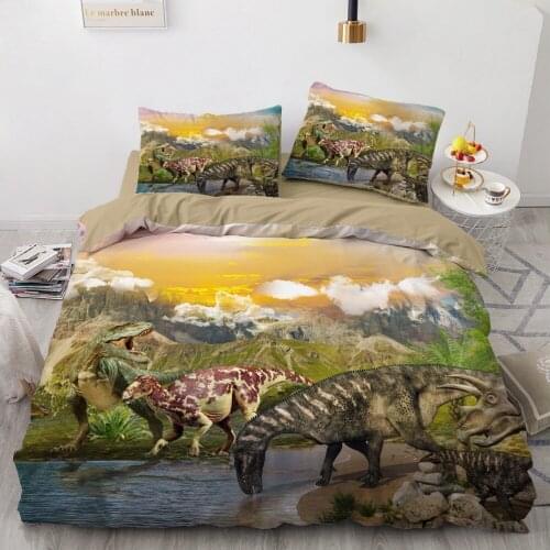 Bedding Sets 3D Custom Duvet Quilt Cover Set Comforter Bed Linen Pillowcase King Queen 230x230cm Animal Dinosaur Home Texitle