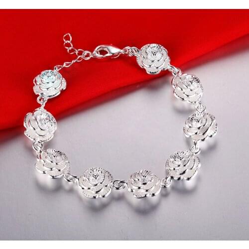 New 925 sterling Silver Bracelets for Women elegant flowers Chain Fashion classic Wedding Party Christmas Gifts fine Jewelry