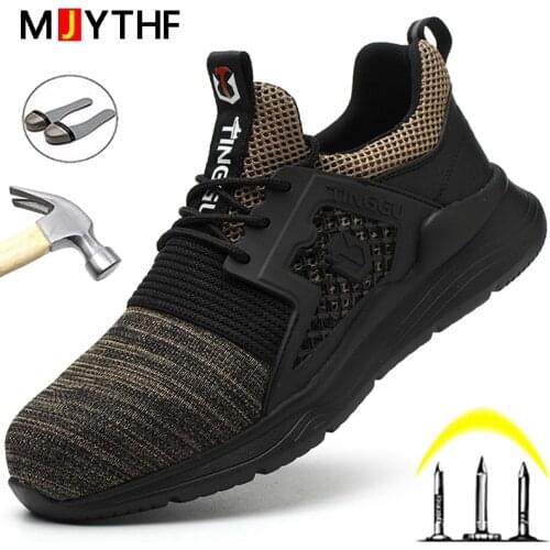 Brand Safety Shoes Men Work Boots Steel Toe Shoes Work Sneakers Men Shoes Lightweight Safety Boots Indestructible Footwear 2021