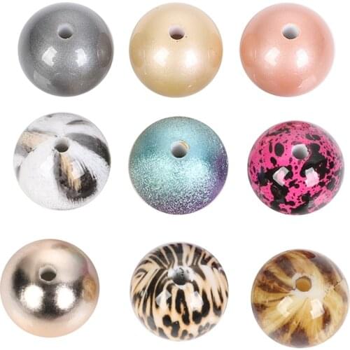 Acrylic Beads Charm Round Loose Spacer Beads For Jewelry Making Needlework Diy Bracelet Accessories Beads 5Pcs 20Mm 11Colors