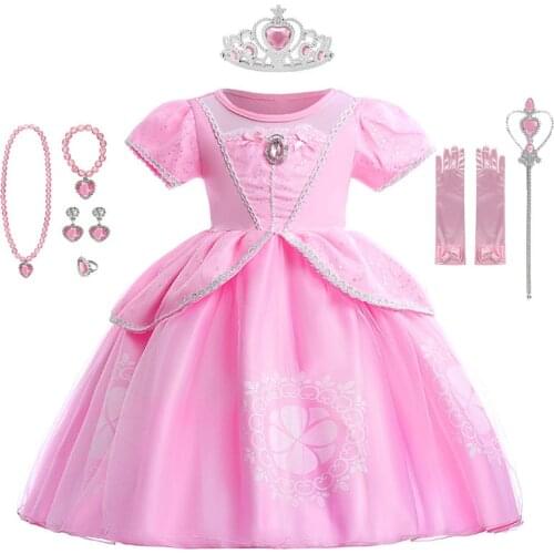 Kids Princess Sofia Dress for Girl Cosplay Costume Girls Deluxe Formal Purple Gown Children Carnival Halloween Party Fancy Dress