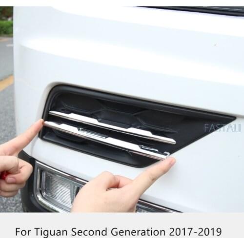 For Tiguan Second Generation 2017-2019 ABS Chrome Plated Car Front Fog Light Strip Frame Cover Trim Grille Decoration Strips